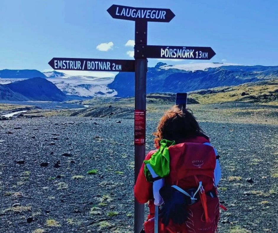 alt" A sinalização do trilho de Laugavegur"